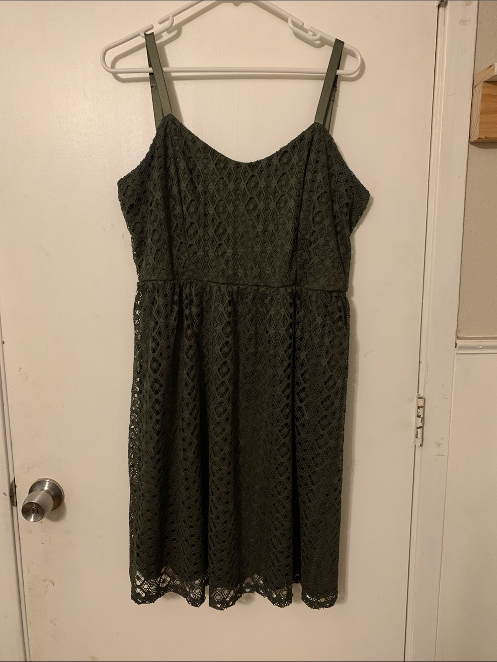 Maurices Olive Green Lace Midi Dress with Spaghetti Straps